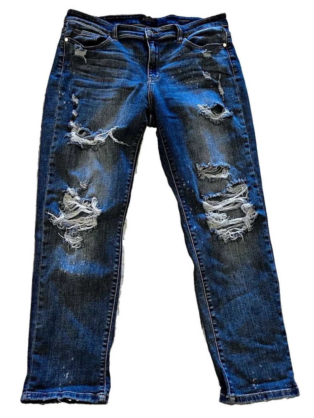 Judy Blue Boyfriend Jeans Womens 15/32 Blue Medium Wash Distressed Stretch